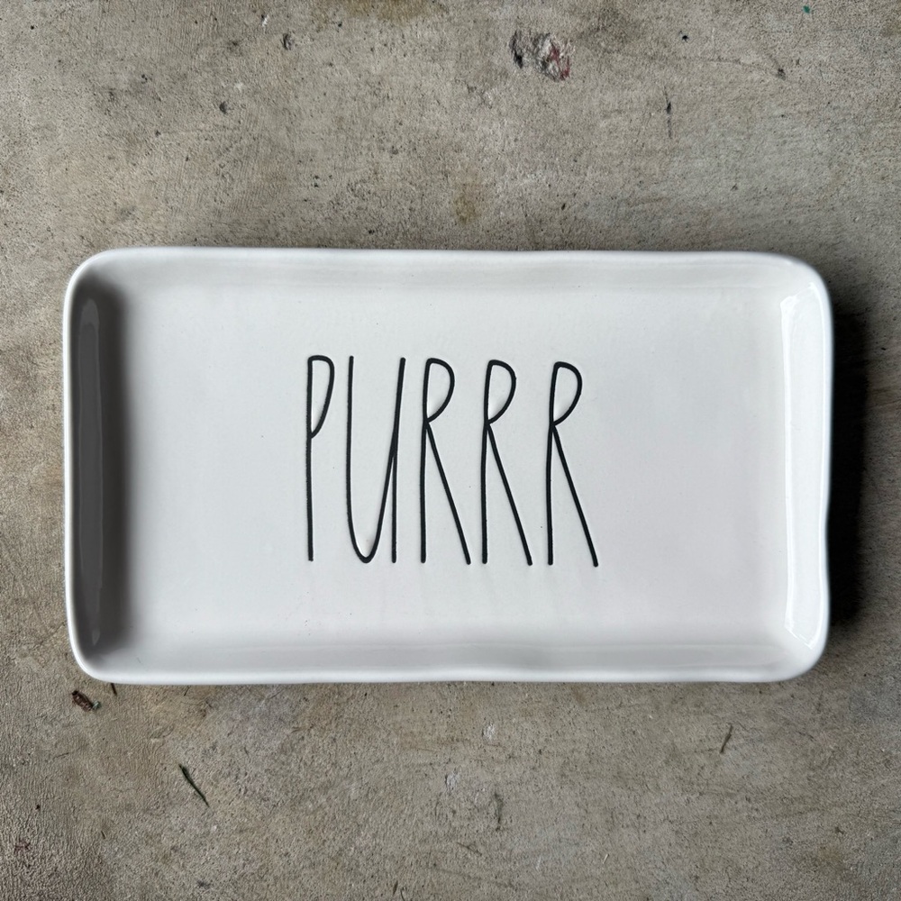 RAE DUNN White Ceramic ‘PURRR’ Tray - NWOT
